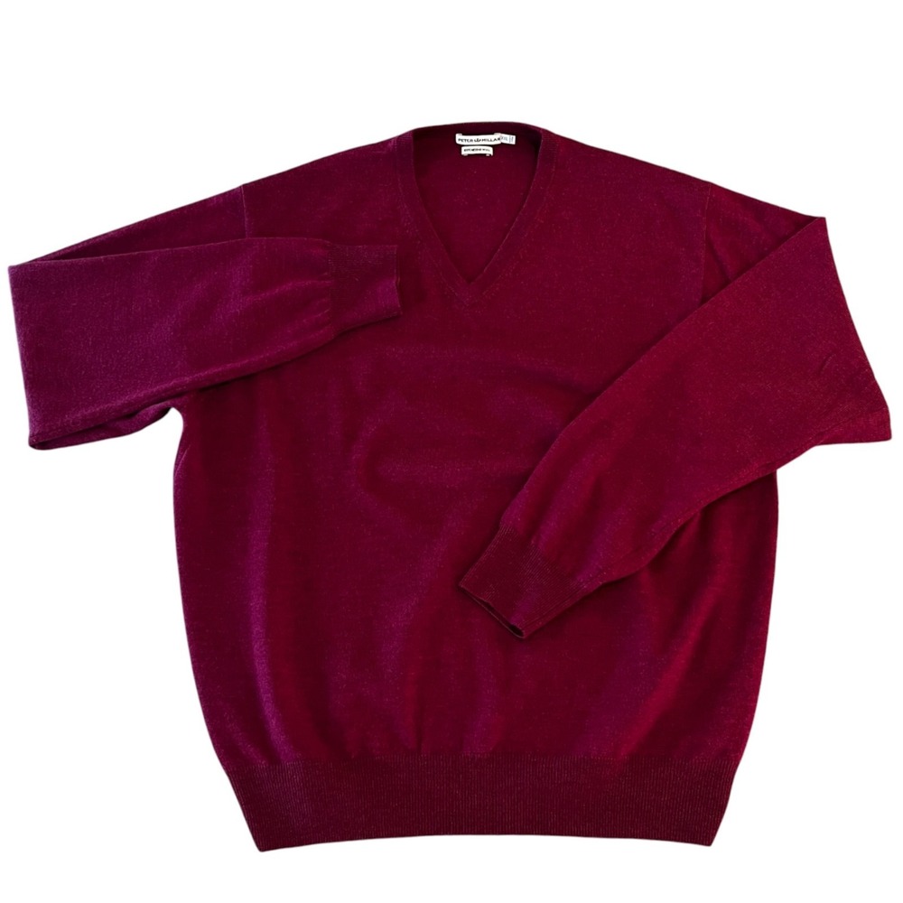 Peter Millar Sweater Mens XXL Plum V-Neck Pullover 100% Merino Wool - Picture 2 of 7